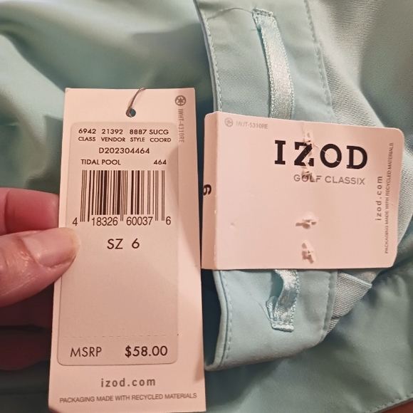 NWT - IZOD Size 6 Golf Classix Skort Turquoise Blue - Picture 10 of 12